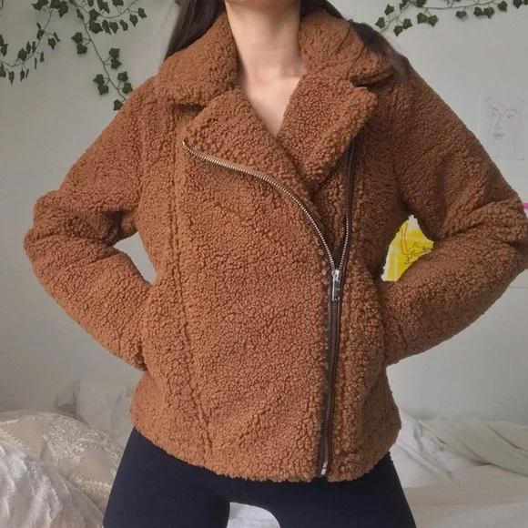 Brown sherpa/teddy jacket - Picture 2 of 4